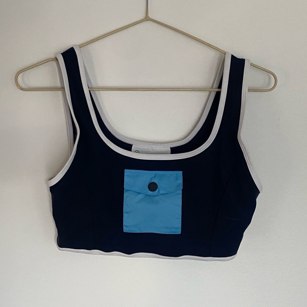 New Balance x Staud Blue Sports Bra